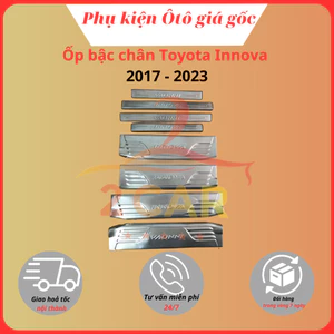 Ốp bậc cửa, nẹp bước chân xe Innova 2006 - 2012, 2013, 2014, 2015 inox cao cấp, sáng bóng