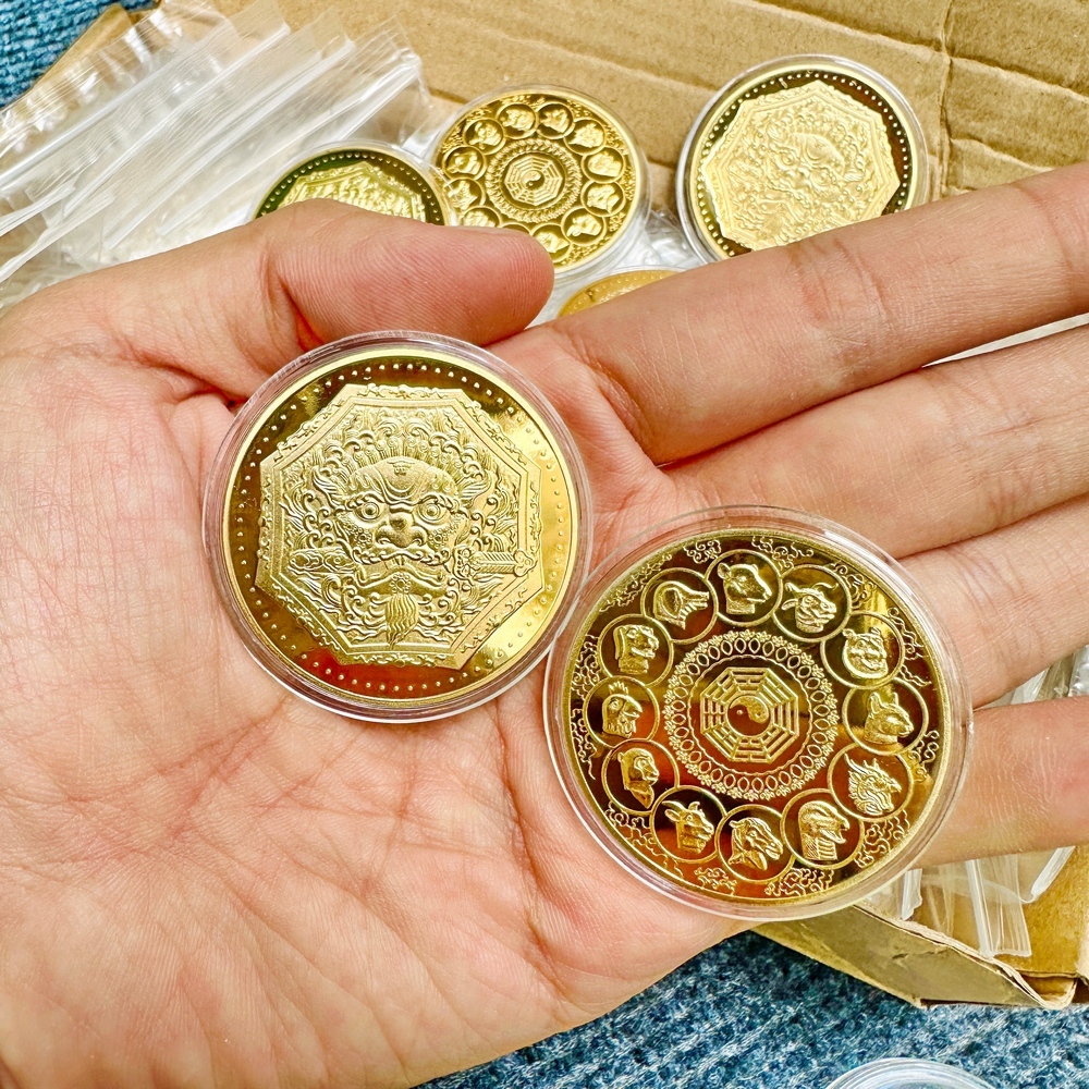 [⭐hót⭐] Đồng Xu Hổ Phù Hoá Sát Mạ Vàng Trừ Tà Mang Lại Bình An May Mắn Tài Lộc