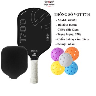 Vợt Pickleball Mặt Nhám T700 Cacbon Siêu Bền, Đồ Dày Vợt 16mm + Tặng Kèm Túi Chống Sốc Và 4 Bóng