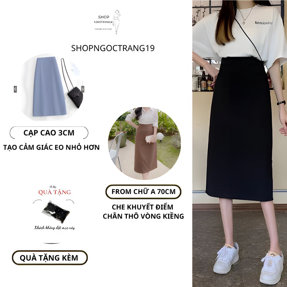 Chân Váy Chứ A Công Sở Dài 70cm SHOPNGOCTRANG19 Chất Liệu Vitex CVA70