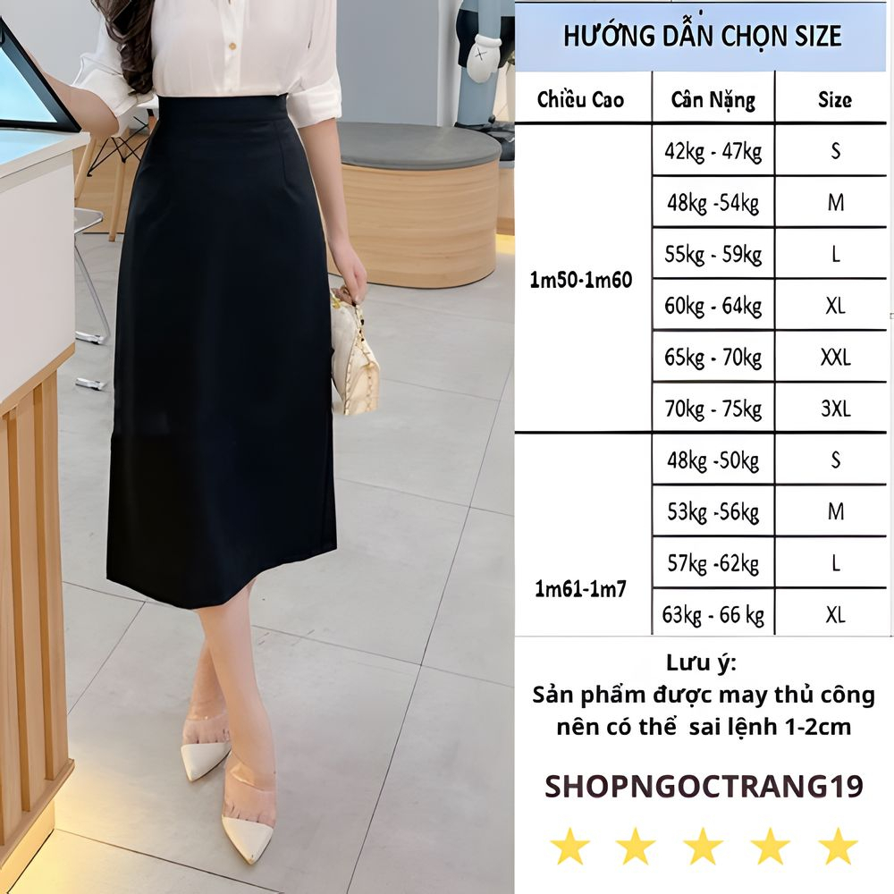 Chân Váy Chứ A Công Sở Dài 70cm SHOPNGOCTRANG19 Chất Liệu Vitex CVA70