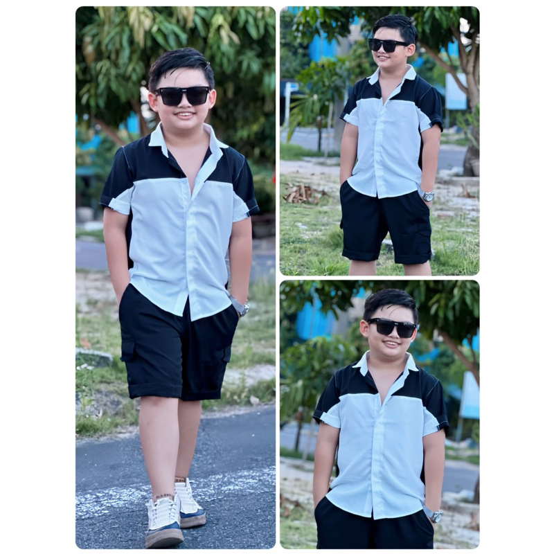 set công tử phối trơn trắng đen cho bé trai 10kg-52kg TONIKIDS