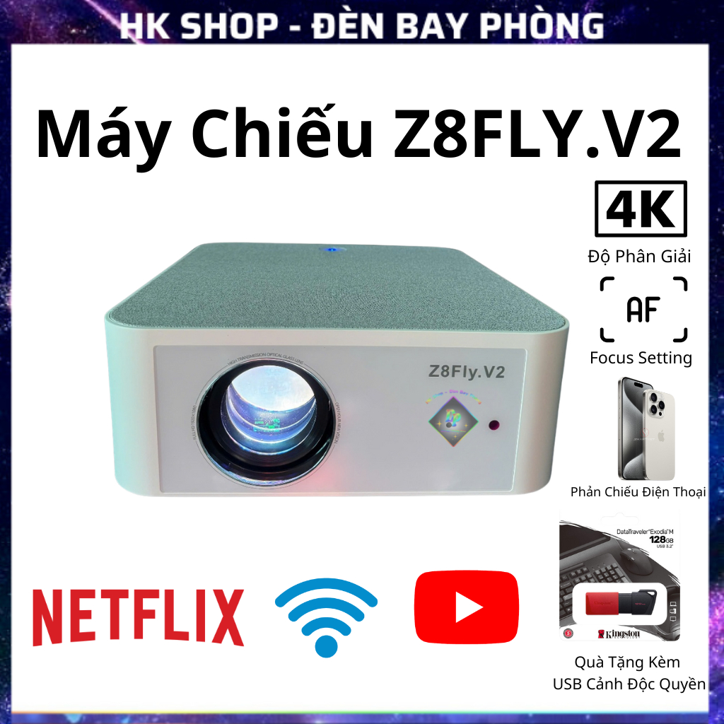 Máy Chiếu Z8fly V2 tặng usb 128gb | Full HD 1080 dùng cho đi cảnh , xem phim , karaoke , youtube tặng usb 64gb full cảnh