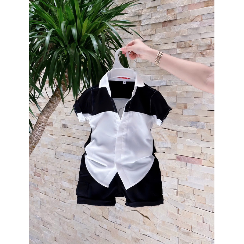 set công tử phối trơn trắng đen cho bé trai 10kg-52kg TONIKIDS