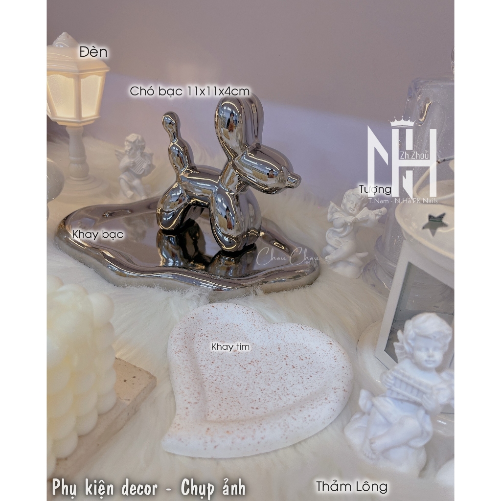 Chó Bạc Decor, , Phụ kiện chụp ảnh nail cao cấp,khay decor chụp ảnh nail