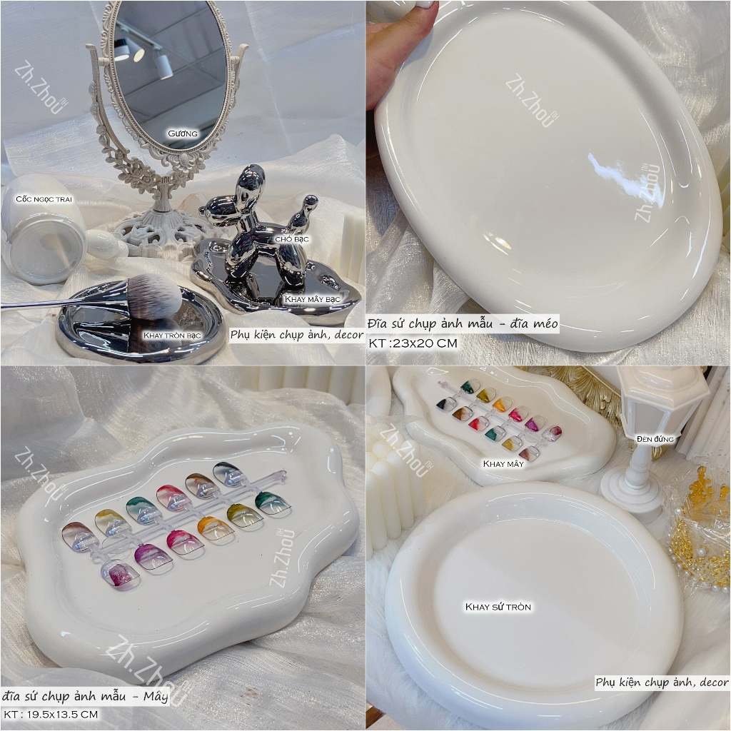 Chó Bạc Decor, , Phụ kiện chụp ảnh nail cao cấp,khay decor chụp ảnh nail