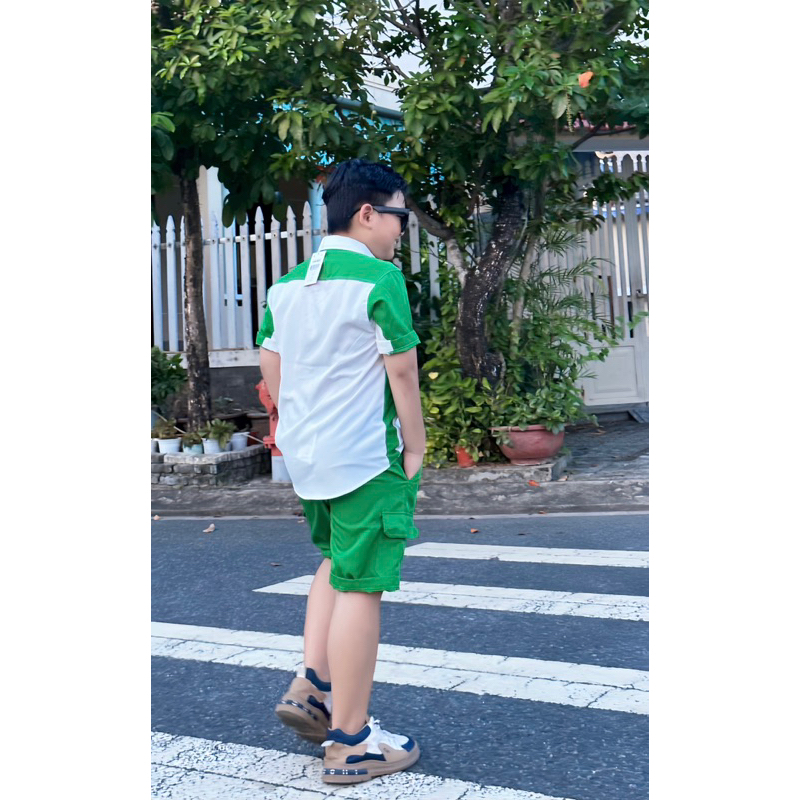 set sơmi trơn phối xanh TONIBRAND 10kg-52kg