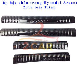Ốp bậc cửa, nẹp bước chân trong, ngoài xe Hyundai Accent 2018 - 2021, 2022, 2023 titan cao cấp