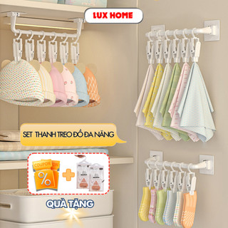Set thanh treo đồ đa năng kèm 10 móc kẹp treo cánh tủ, thanh treo tất vớ,đồ lót, đồ em bé gọn gàng.