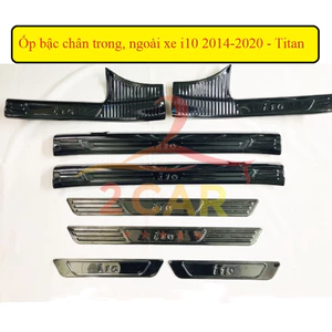 Ốp bậc cửa, nẹp bước chân crong, ngoài Xe Hyundai i10 2014 - 2020 chất liệu Titan