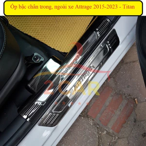 Bộ ốp bậc cửa, nẹp bước chân trong, ngoài xe Mitsubishi Attrage 2016 - 2022 mẫu Titan