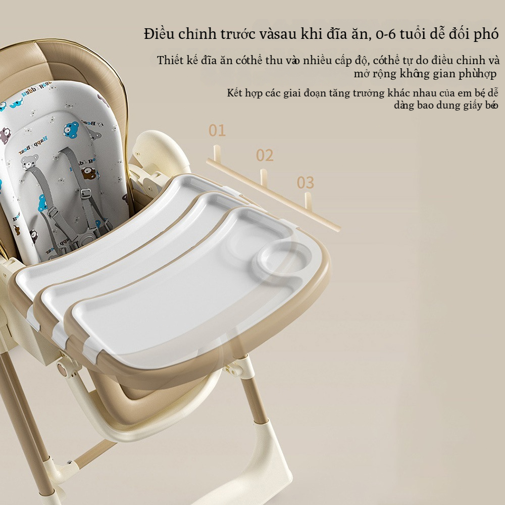 Bộ bàn ghế ăn trẻ em Bộ bàn ghế ăn dặm có thể điều chỉnh đa cấp cho bé Bộ ghế ăn dặm cho bé có thể gập lại đa năng