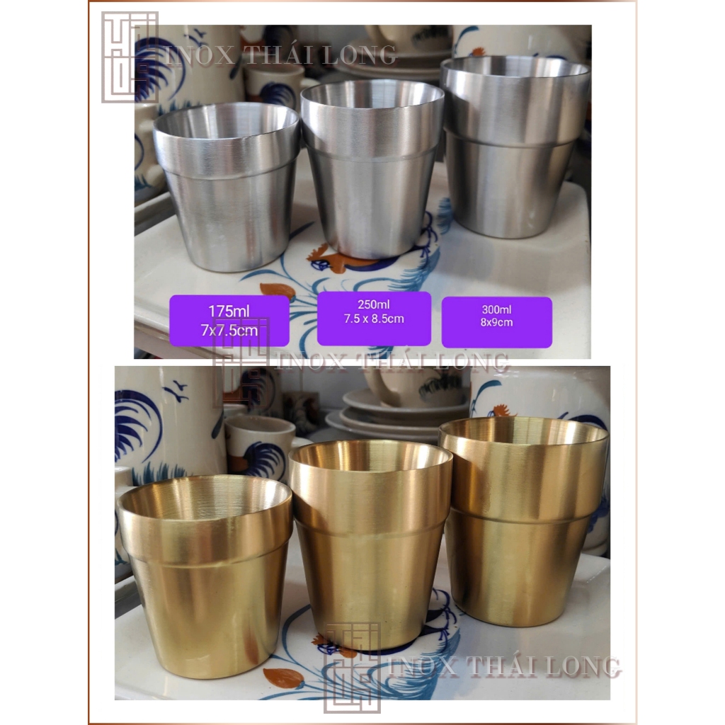 LY 2 LỚP CÁCH NHIỆT INOX 304 TRƠN CÓ NGẤN [Giá hủy diệt] [Có sẵn] [Ảnh ...