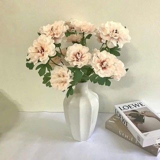 Hoa Giả- Hoa Cúc Thược Dược 65cm Cành 3 Bông Cao Cấp, Decor Nhà Cửa, Studio...