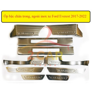 Ốp bậc cửa, nẹp bước chân trong, ngoài xe Ford Everest 2017-2022, 2023 inox cao cấp