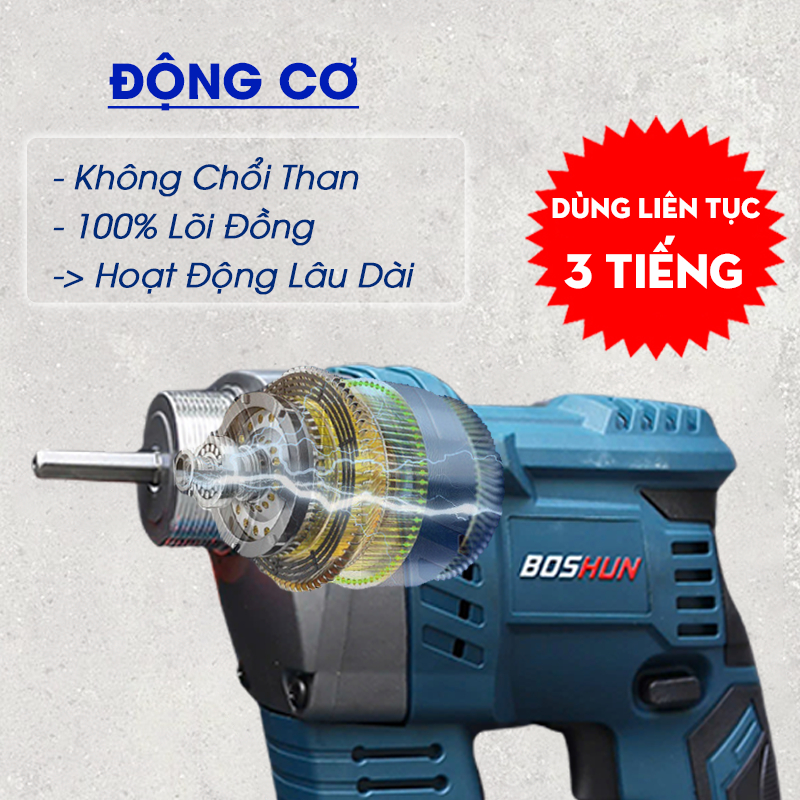 Máy Đầm Dùi Bê Tông Pin Bossun BS-MDD35BL-Chuyên Đầm Dùi, Nén Bê Tông, Bảo Hành Chính Hãng