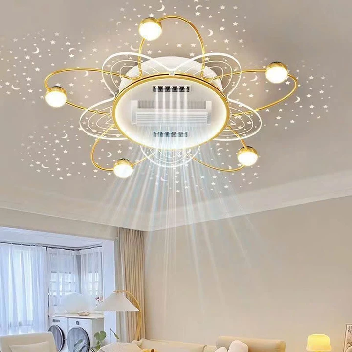 Đèn quạt ốp trần không cánh LED XANH cho trần thấp trang trí phòng khách phòng ngủ hiện đại,Quạt đèn trần 3 chế độ sáng