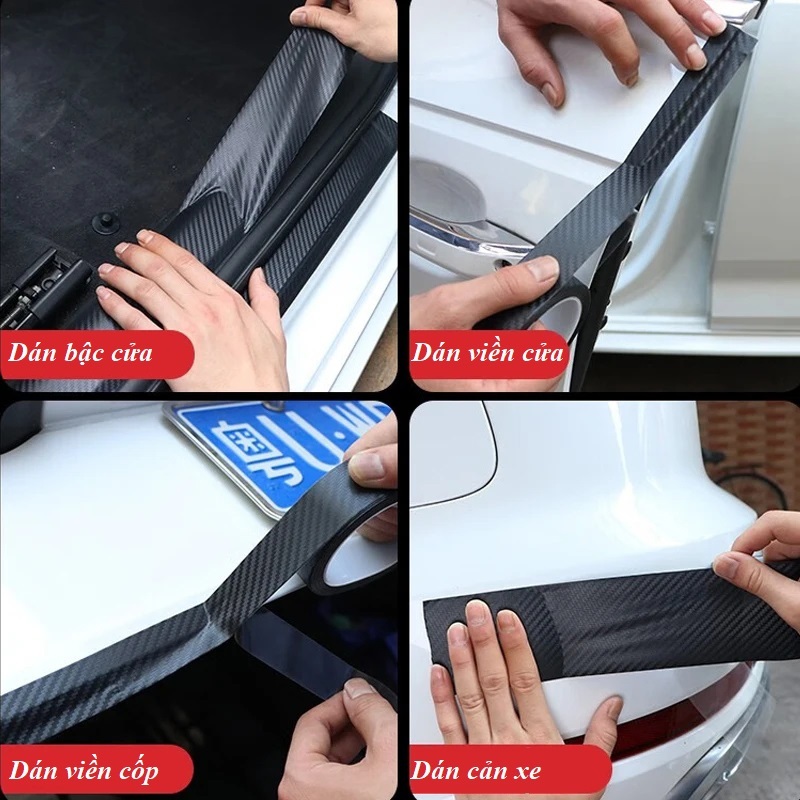 Băng Keo Carbon 3D Nhám Trang Trí Ô tô, Decal Dán Xe Chống Trầy Xước