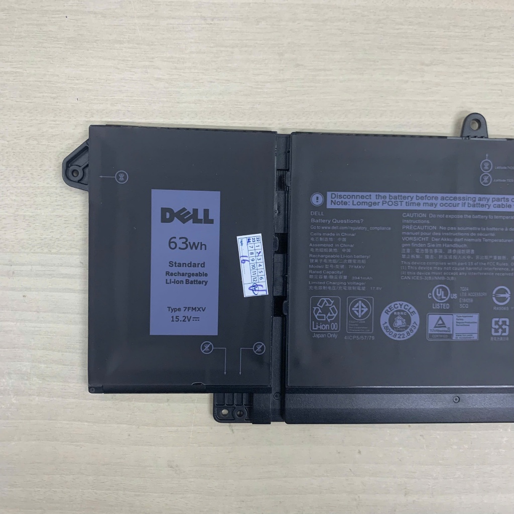PIN DELL LATITUDE 7420 9JM71 7FMXV 42WH 63WH CHO Dell Latitude 5320 7320 7420 7520, 9JM71 7FMXV