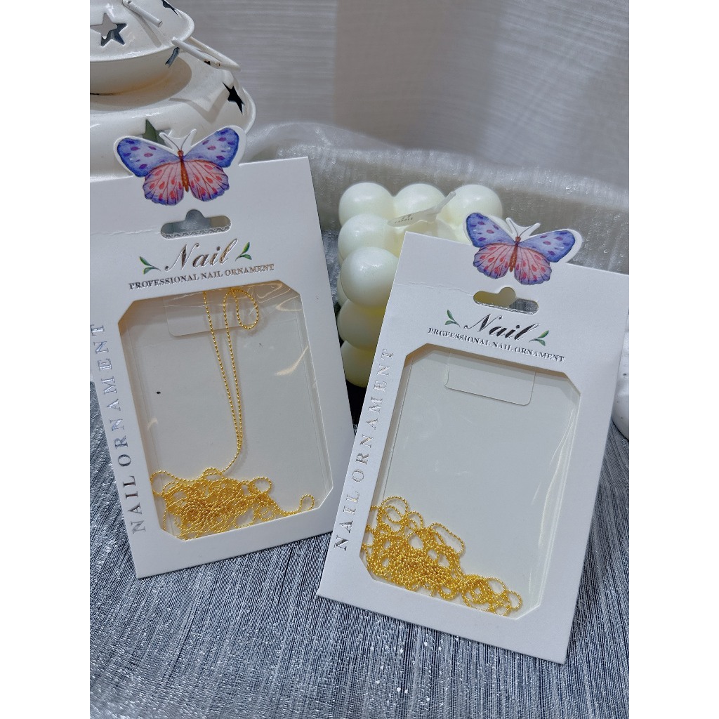 xích bi bạc vàng,dây bi Nail, dây xích bi, dây bi dẹt gắn móng,  đính móng nail