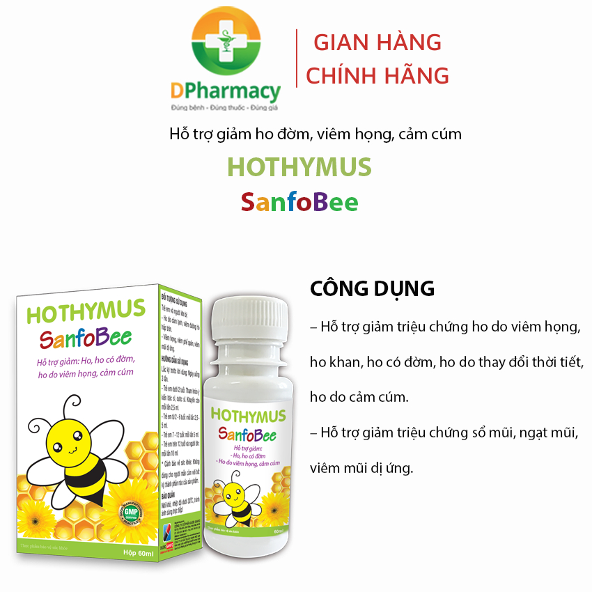 Siro Hothymus SanfoBee, Giải pháp cho trẻ ho cảm dai dẳng hay tái phát, chai 60ml