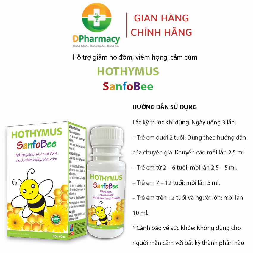Siro Hothymus SanfoBee, Giải pháp cho trẻ ho cảm dai dẳng hay tái phát, chai 60ml