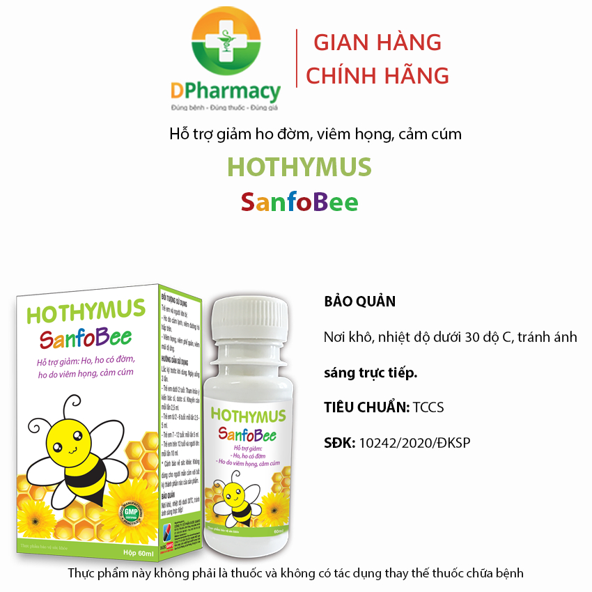 Siro Hothymus SanfoBee, Giải pháp cho trẻ ho cảm dai dẳng hay tái phát, chai 60ml
