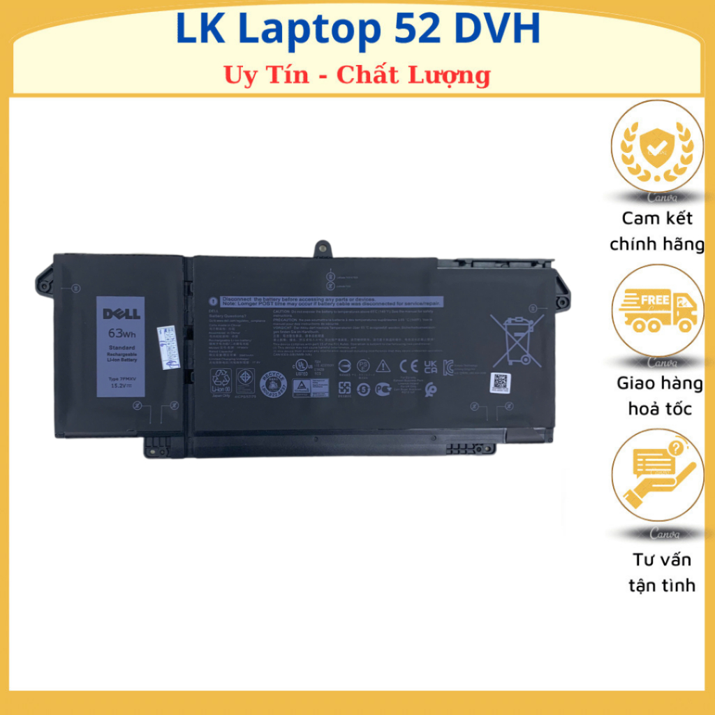 PIN DELL LATITUDE 7420 9JM71 7FMXV 42WH 63WH CHO Dell Latitude 5320 7320 7420 7520, 9JM71 7FMXV