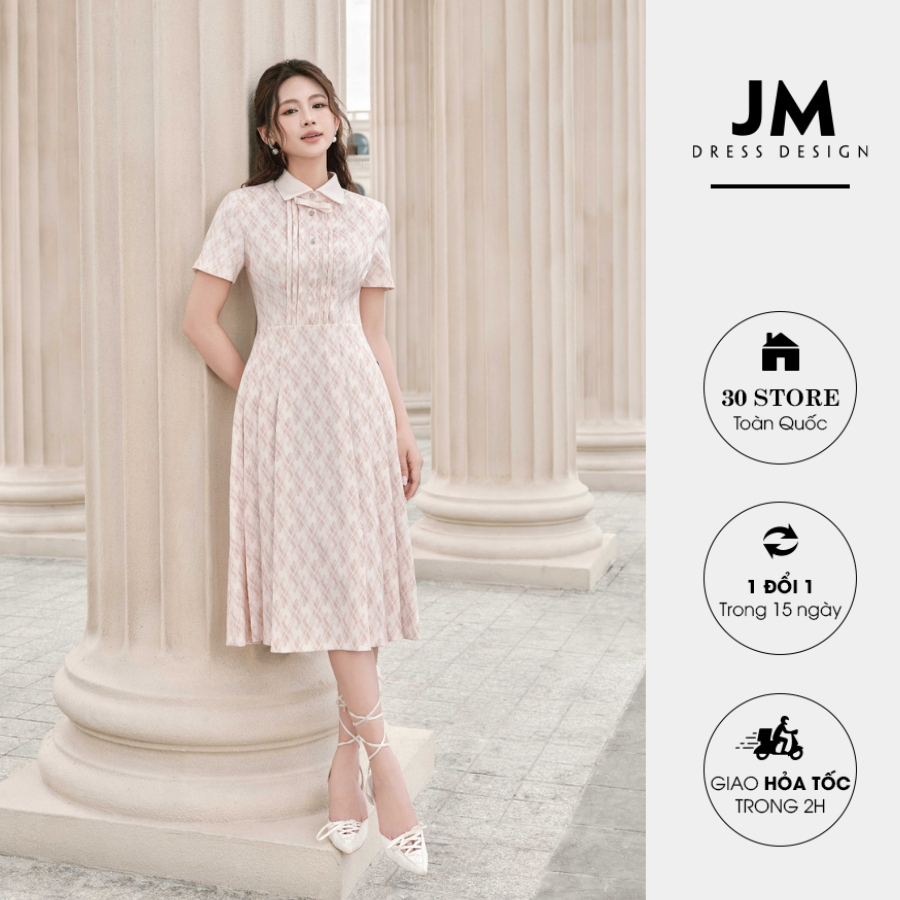 Đầm pattern cổ đức cách điệu chân xếp ly 1S80.2408K thiết kế bởi JM ...
