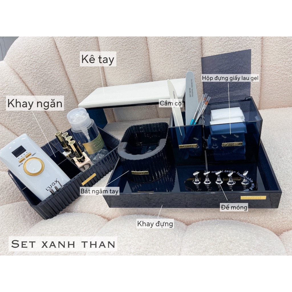 Khay mica cắm cọ, khay đựng dụng cụ nail, cốc cắm cọ, hộp đựng giấy lau gel các màu . trong, trắng, nâu, xanh than