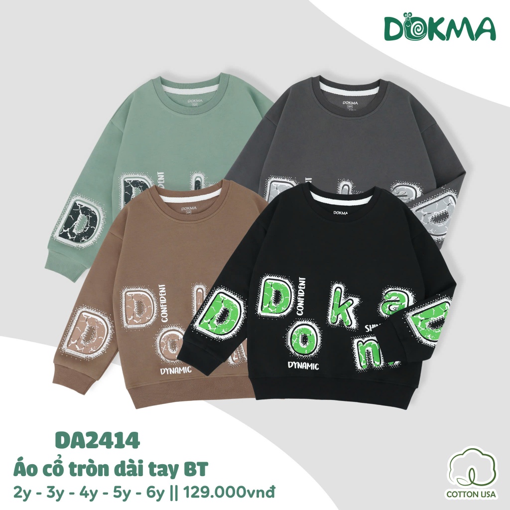 (11-22kg) Áo Nỉ, Da Cá Dài Tay Bé Trai Dáng Thể Thao Dokma DA2414, DA2416, DA2422, DA2431, DA2432