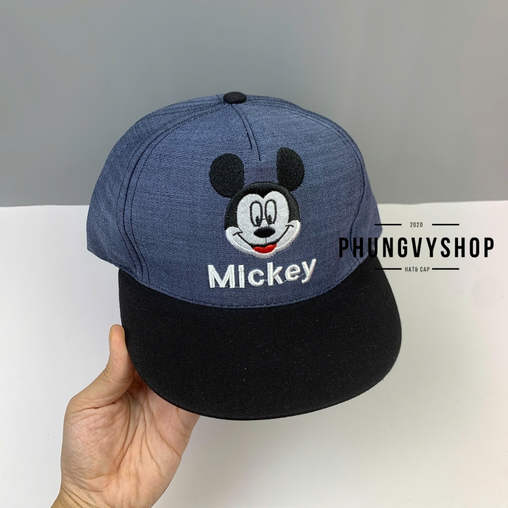 Bé 2.5-7 tuổi/ Mũ lưỡi trai trẻ em trai gái phungvyshop- KET DAUCHUOT MÍC Vá Két Đen- nón kết