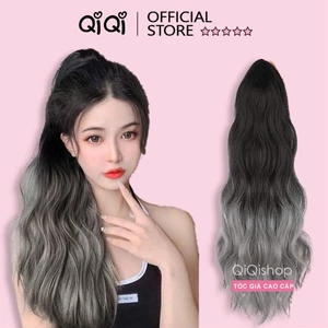 Tóc giả ngoạm đuôi nhuộm Ombre đen ghi khói Hàn Quốc QiQishop