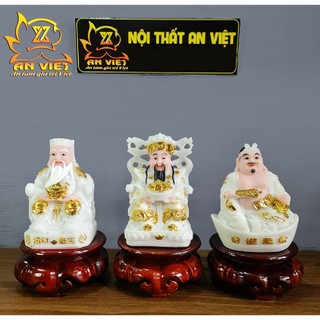 Bộ 3 Tượng Thần Tài-Thổ Địa-Thần Tiền [Hợp Mệnh KIM] Phát Lộc TD2307 kèm đôn gỗ