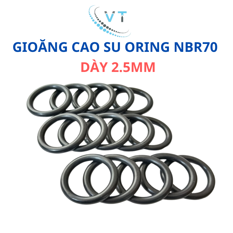 [Túi 10 Sợi] Gioăng Cao Su Oring NBR Dày 2.5mm - OD 6mm đến 60mm - Sim Cao Su Tròn Chịu Dầu, Chịu Nhiệt, Chống Rò Rỉ