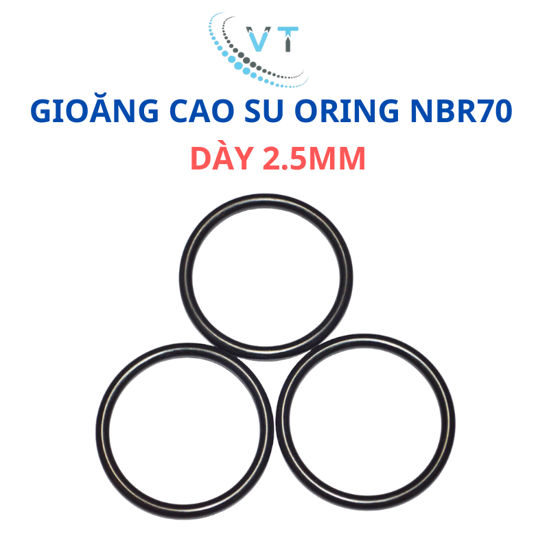 [Túi 10 Sợi] Gioăng Cao Su Oring NBR Dày 2.5mm - OD 6mm đến 60mm - Sim Cao Su Tròn Chịu Dầu, Chịu Nhiệt, Chống Rò Rỉ