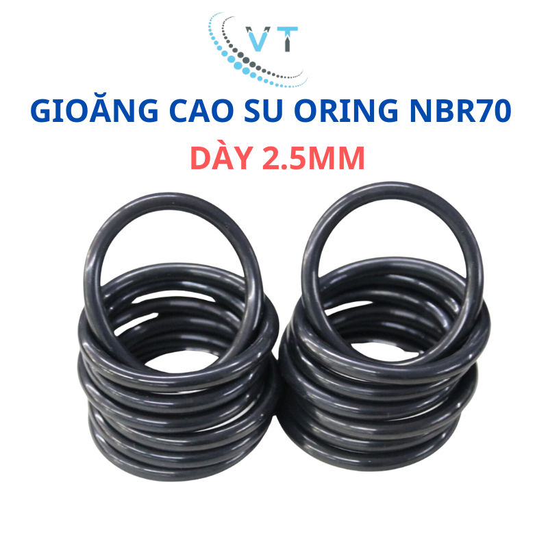 [Túi 10 Sợi] Gioăng Cao Su Oring NBR Dày 2.5mm - OD 6mm đến 60mm - Sim Cao Su Tròn Chịu Dầu, Chịu Nhiệt, Chống Rò Rỉ