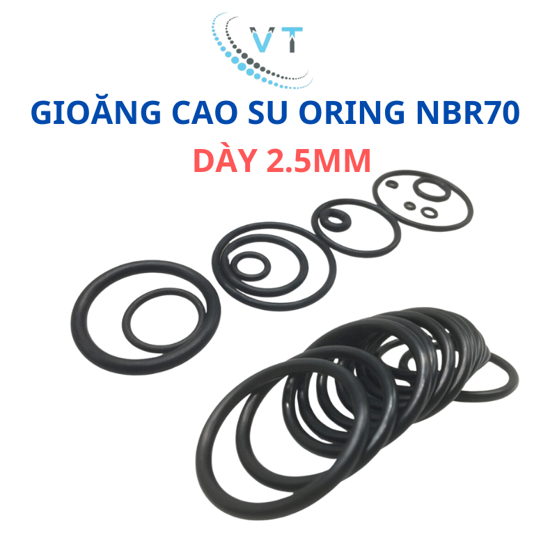[Túi 10 Sợi] Gioăng Cao Su Oring NBR Dày 2.5mm - OD 6mm đến 60mm - Sim Cao Su Tròn Chịu Dầu, Chịu Nhiệt, Chống Rò Rỉ