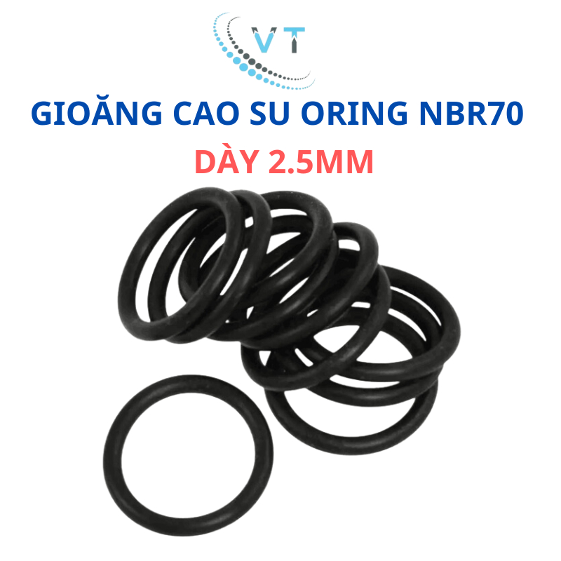 [Túi 10 Sợi] Gioăng Cao Su Oring NBR Dày 2.5mm - OD 6mm đến 60mm - Sim Cao Su Tròn Chịu Dầu, Chịu Nhiệt, Chống Rò Rỉ