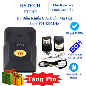 Điều khiển cửa cuốn YH Hstech mã gạt 8 số inox tần số 433mhz bảo hành 1-1