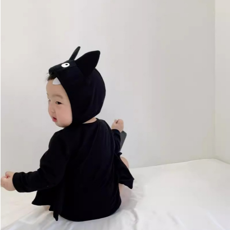 (HÀNG CÓ SẴN) Set bodysuit Dơi halloween kèm mũ TẶNG KÈM TẤT ĐEN cover Hàn Quốc  cho bé trai, bé gái, sơ sinh bé 5-13kg