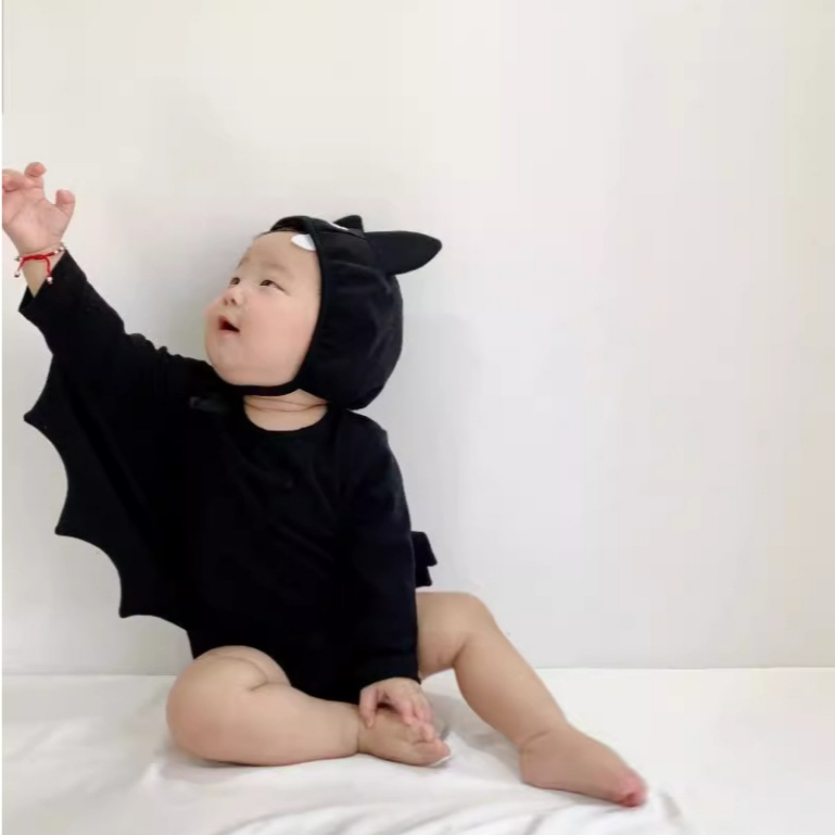 (HÀNG CÓ SẴN) Set bodysuit Dơi halloween kèm mũ TẶNG KÈM TẤT ĐEN cover Hàn Quốc  cho bé trai, bé gái, sơ sinh bé 5-13kg