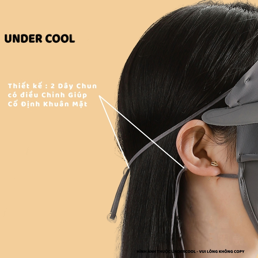 Khẩu Trang Toàn Mặt Che Trán Chống Tia UV UNDERCOOL, Hai Lớp Có Nón Lưỡi Trai Chống Nắng Có Gọng Chống Nắng KT07