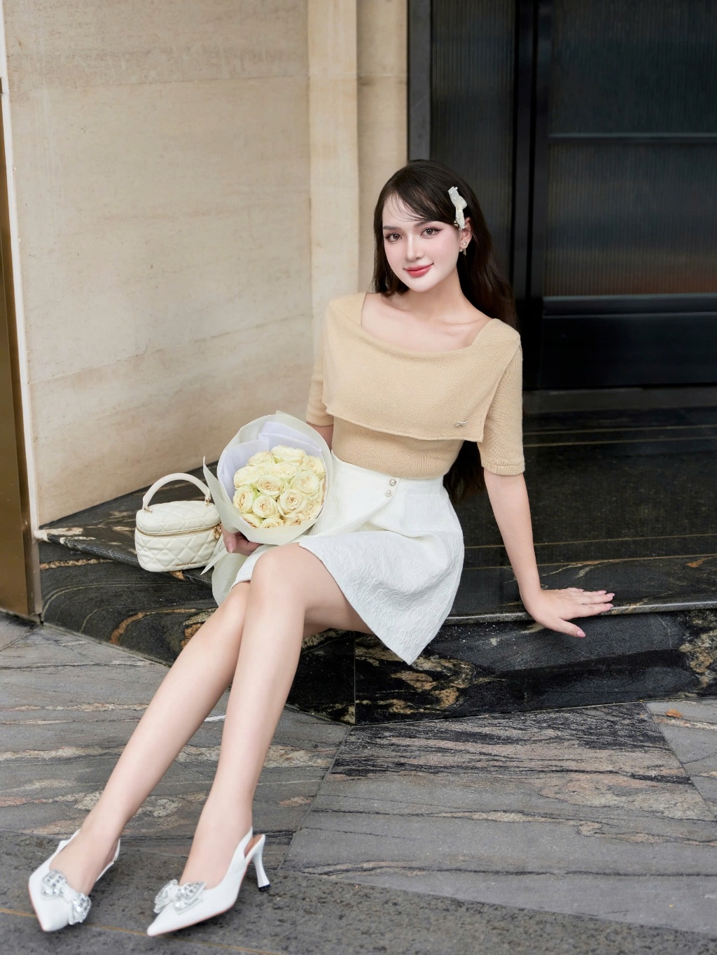 Ảnh Chân Váy A Đắp Tà Đính Hạt - EDINI - V411 1