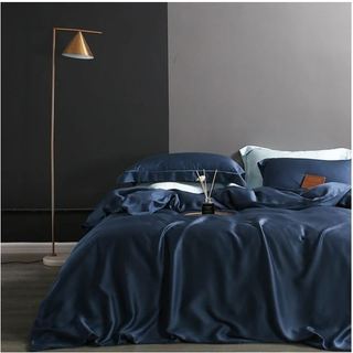(Best Seller]Trọn Bộ Chăn  [Best Ga Gối Lụa Lavish Silk Cao Cấp Mát Lạnh Hàng Loại 1-Xanh Đen
