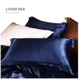 (Best Seller]Trọn Bộ Chăn  [Best Ga Gối Lụa Lavish Silk Cao Cấp Mát Lạnh Hàng Loại 1-Xanh Đen