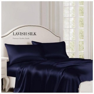 (Best Seller]Trọn Bộ Chăn  [Best Ga Gối Lụa Lavish Silk Cao Cấp Mát Lạnh Hàng Loại 1-Xanh Đen