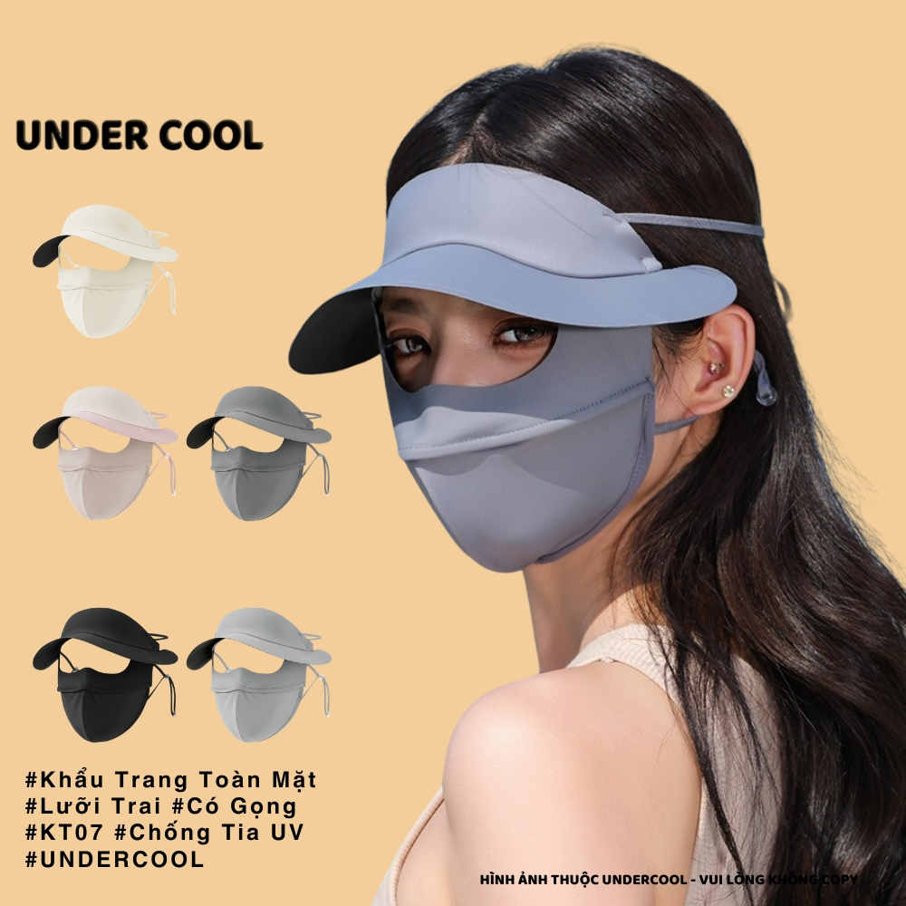 Khẩu Trang Toàn Mặt Che Trán Chống Tia UV UNDERCOOL, Hai Lớp Có Nón Lưỡi Trai Chống Nắng Có Gọng Chống Nắng KT07