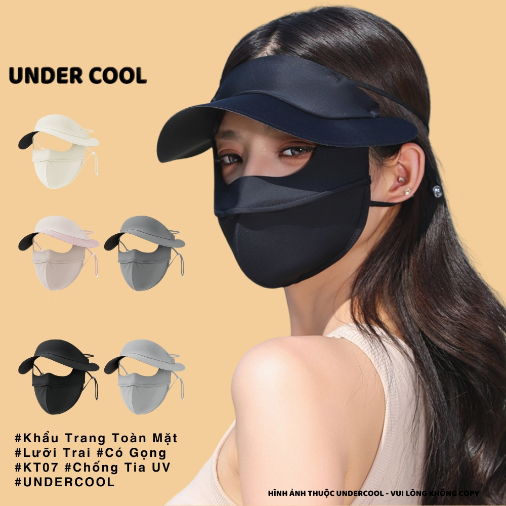 Khẩu Trang Toàn Mặt Che Trán Chống Tia UV UNDERCOOL, Hai Lớp Có Nón Lưỡi Trai Chống Nắng Có Gọng Chống Nắng KT07