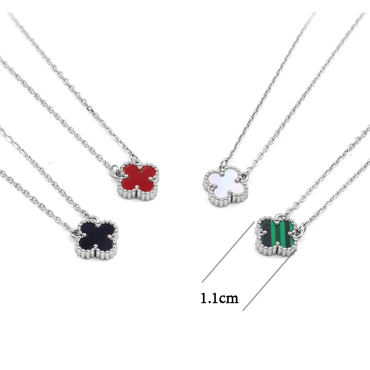 Dây chuyền nữ titan màu trắng mặt hoa cỏ 4 lá khảm xà cừ không gỉ có nhiều màu BY ACCESSORIES